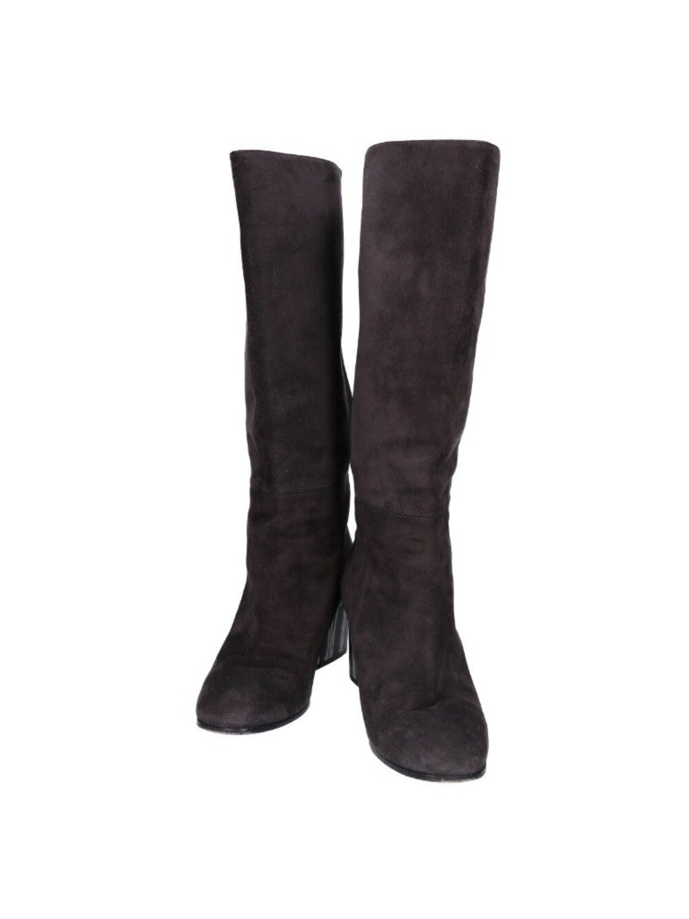 Hermes Striped Chunky Heel Suede Long Boots